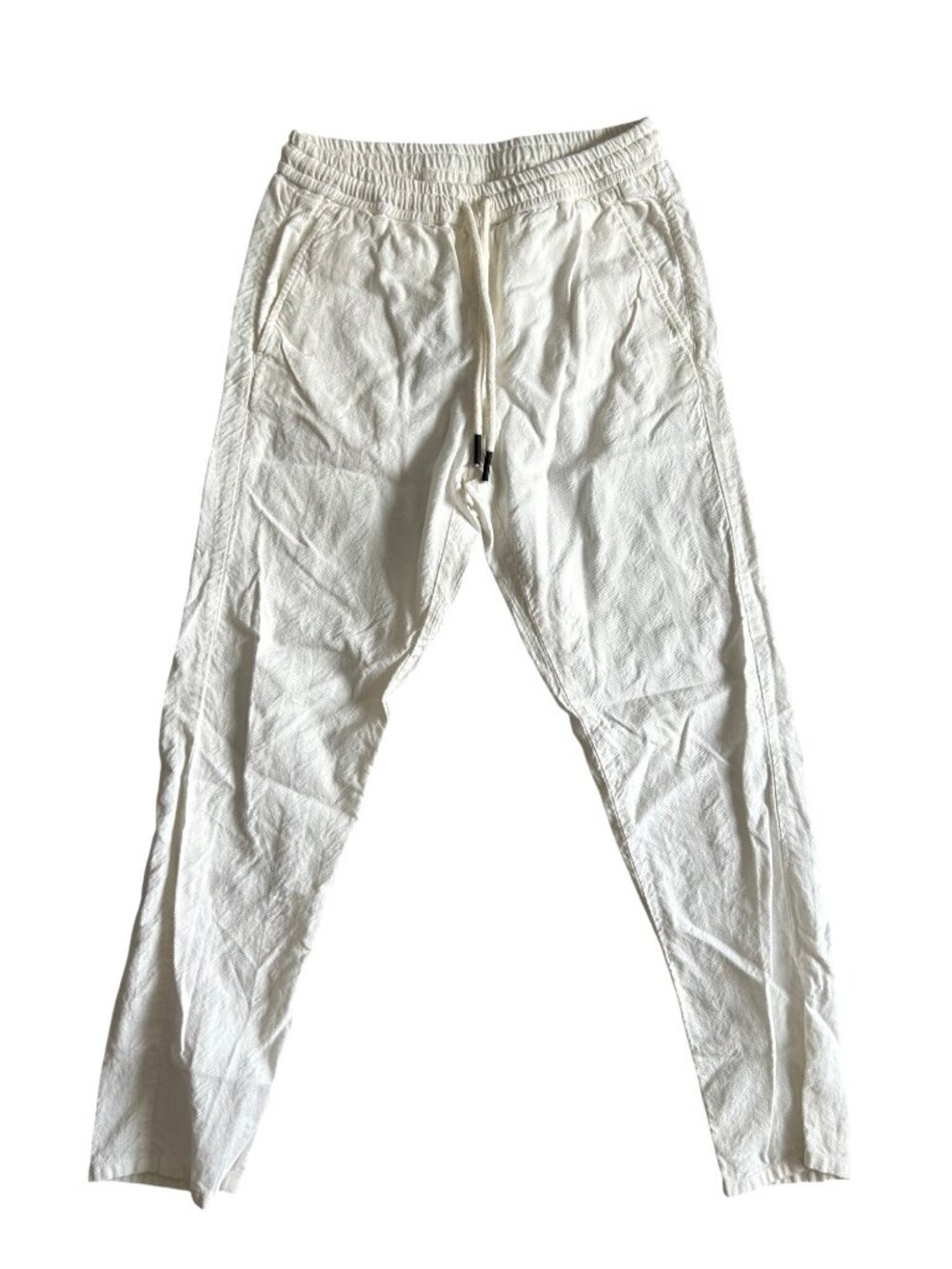 Maurizio Baldassari Mens Sz 50 White Linen-Blend Jogger Pants Made In Italy
